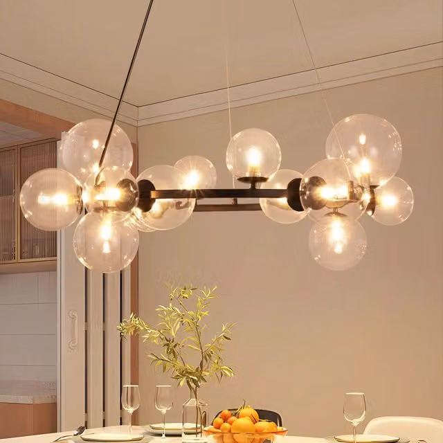 Lampada a sospensione ZMH moderna per sala da pranzo 14 fiamme lampadario G9 con sfera in vetro