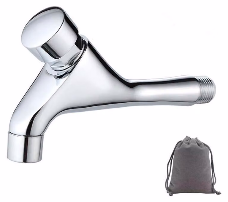 Rubinetto da parete, chiusura automatica, solo acqua fredda, in ottone