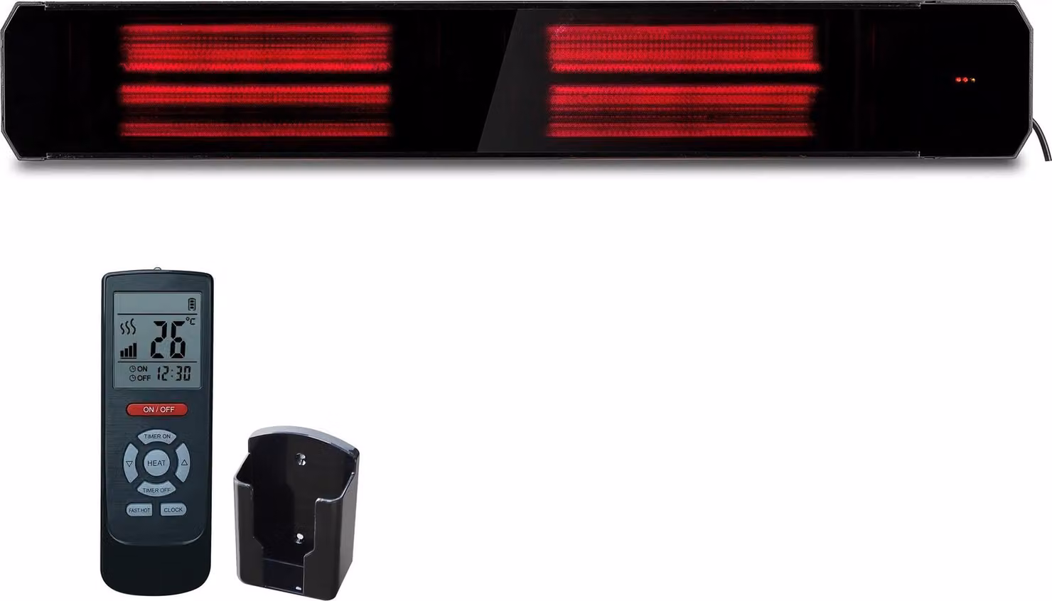 Riscaldatore a infrarossi da terrazza - Nero - 2200 W, larghezza 116 cm, altezza 18 cm