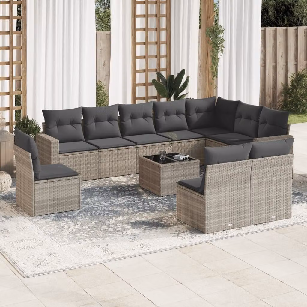 Maison Exclusive - Set Divani da Giardino 11 pz con Cuscini in Polyrattan Grigio