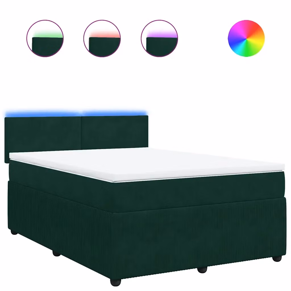Letto Ibrido con Materasso e Struttura in Velluto Verde Scuro e Legno di Pino vidaXL L/P/H: 140 x 200 cm – 2