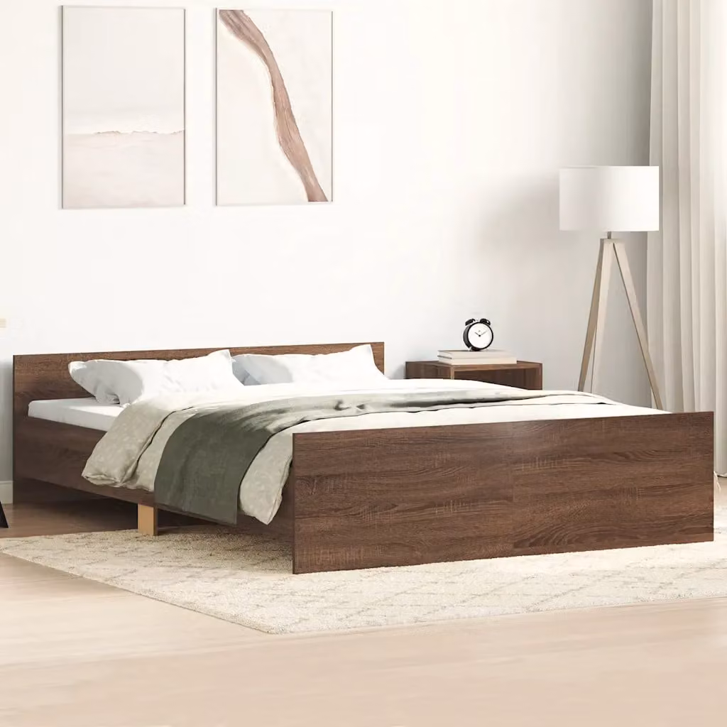 vidaXL Giroletto con Testiera e Pediera in Rovere Marrone, L/P/H: 200 x 140 x 143 cm – 1