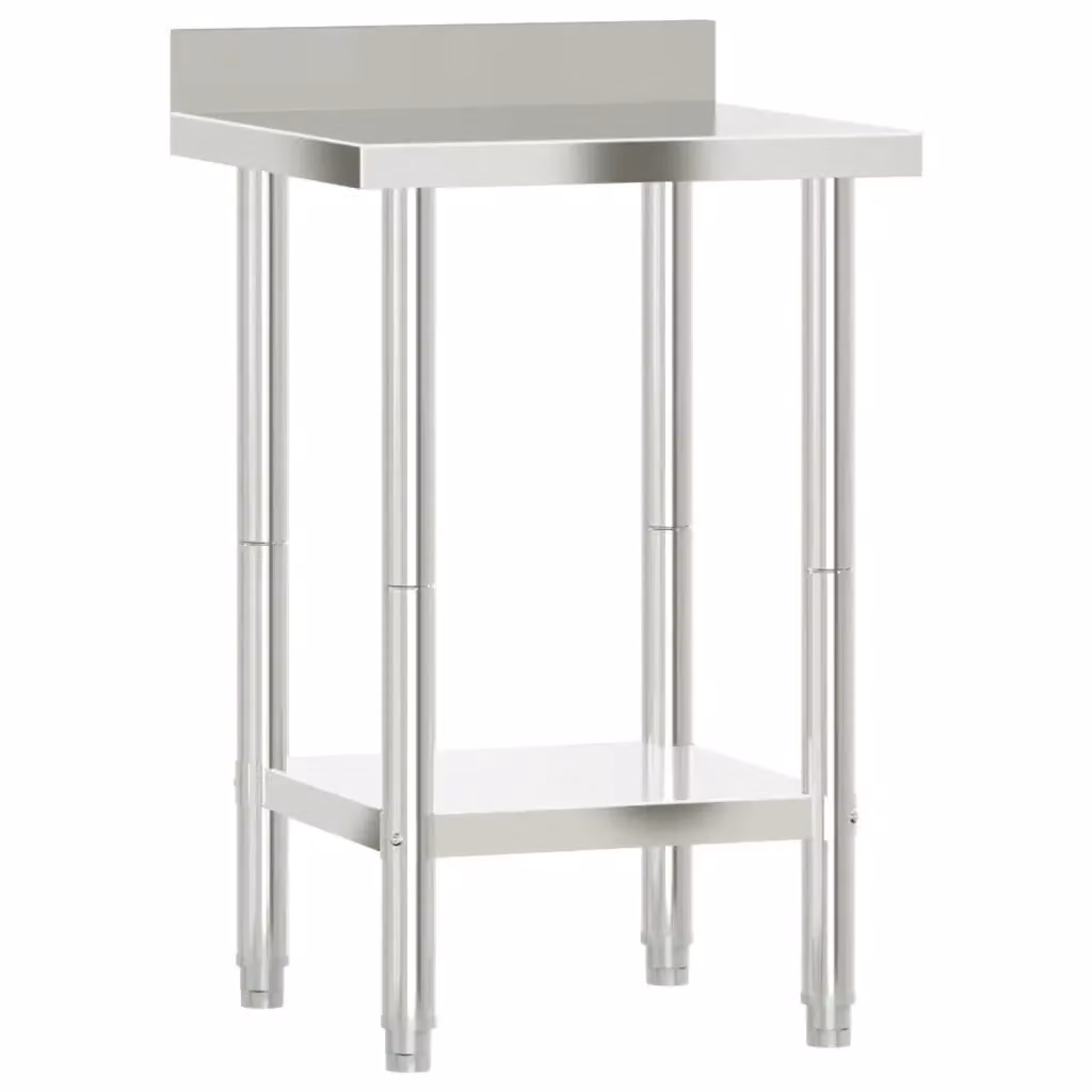 Tavolo da lavoro da cucina con paraschizzi vidaXL in acciaio inox color argento L/P/H: 55 x 55 x 93 cm – 2