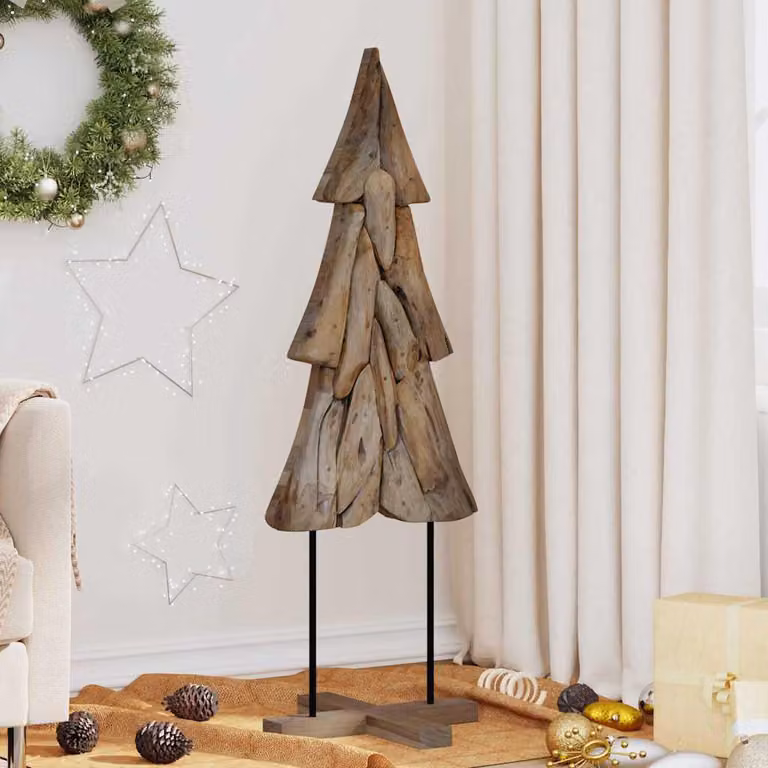 Albero di Natale Marrone 121 cm Legno massello di teak