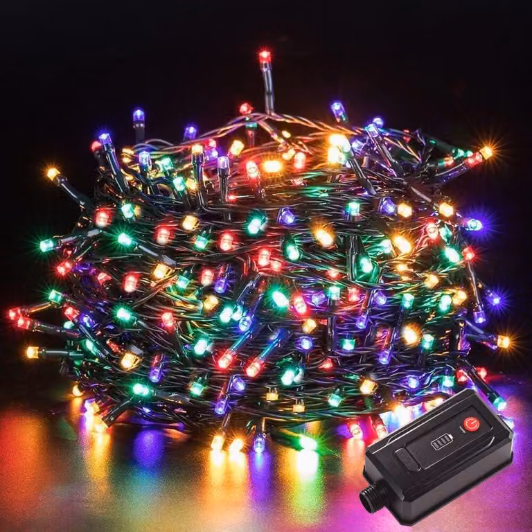 Catena luminosa a LED, 40 metri, 300 LED, multicolore, grado di protezione IP44, con timer, 8 modalità