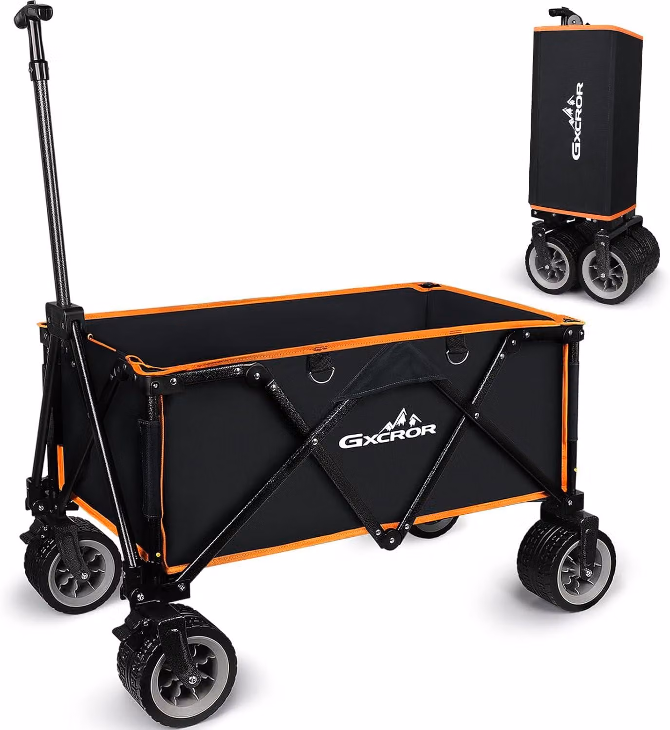 Carrello pieghevole robusto, ideale per spiaggia, giardino o campeggio, con una capacità di carico di 200 kg. Perfetto per attività all'aperto, come campeggio, giardinaggio e shopping
