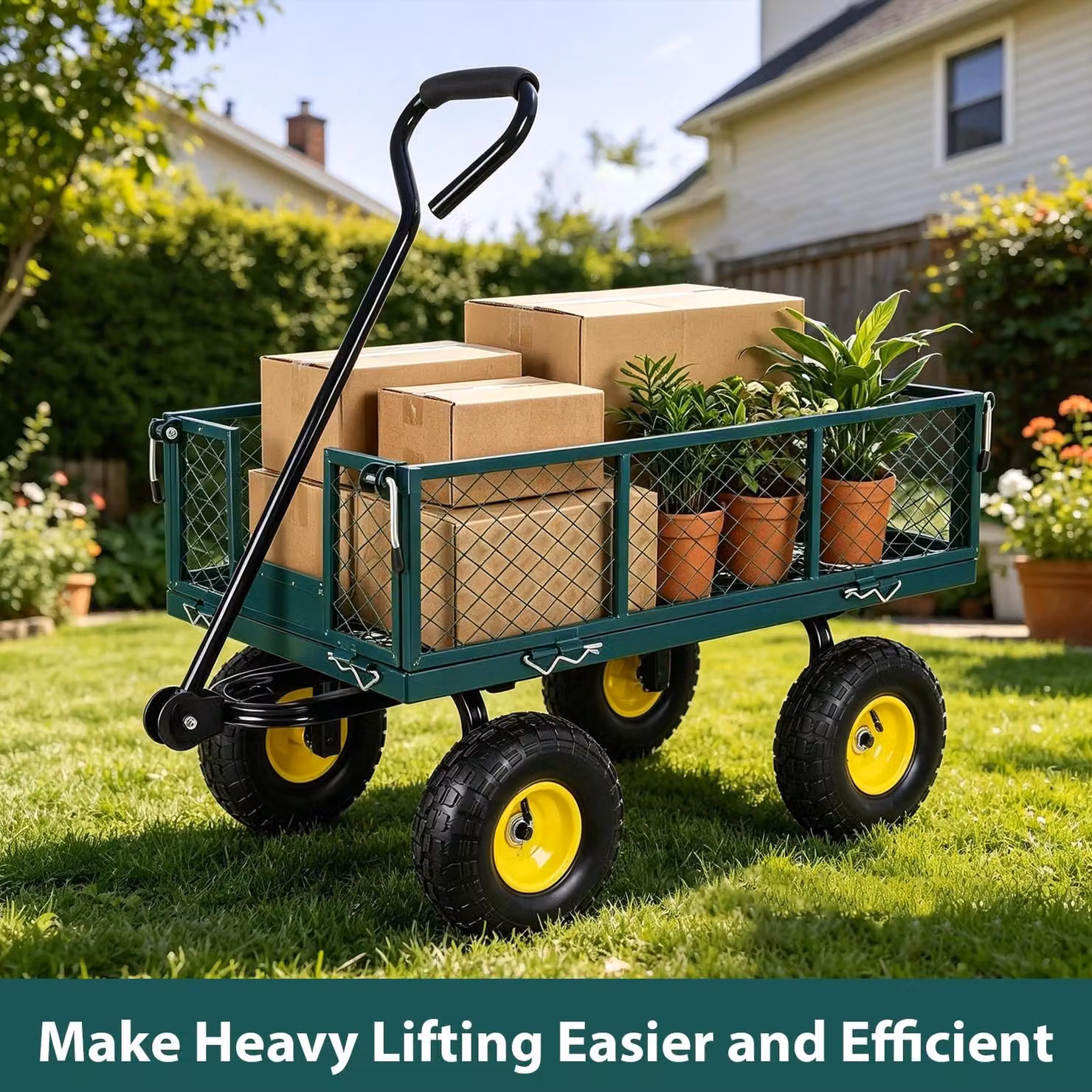 Carrello da giardino versatile con una capacità di carico di 408 kg