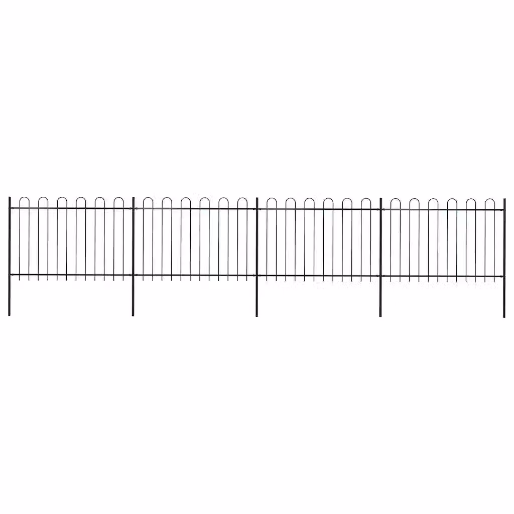 Recinzione da giardino vidaXL in acciaio nero con parte superiore ad anello L: 671 cm, H: 120 cm