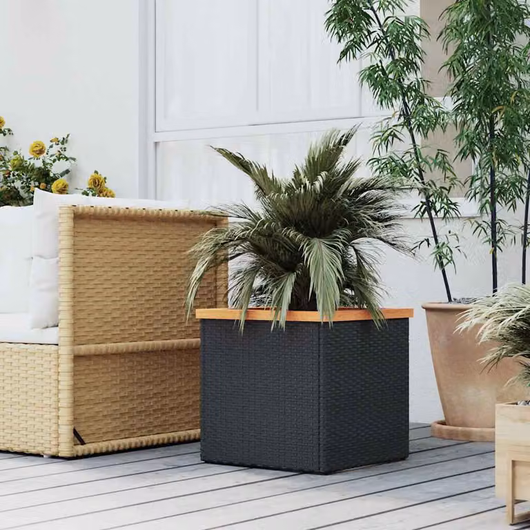 Fioriera vidaXL in Polyrattan Nera e Marrone L/P/H: 40 x 40 x 40 cm