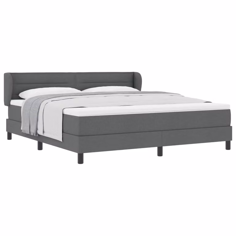 Letto a molle con testiera vidaXL in tessuto grigio, L/P: 180 x 200 cm