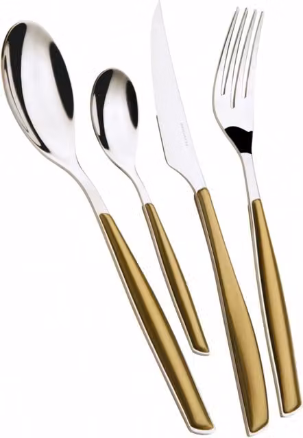 Set di posate Glamour Casa Bugatti 24 pezzi in acciaio inox color oro con custodia window