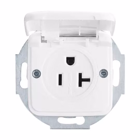 Busch-Jaeger 3016 EUK-214 Inserto per presa Busch-Nema con disco centrale, a 2 poli (2 P + E) bianco alpino