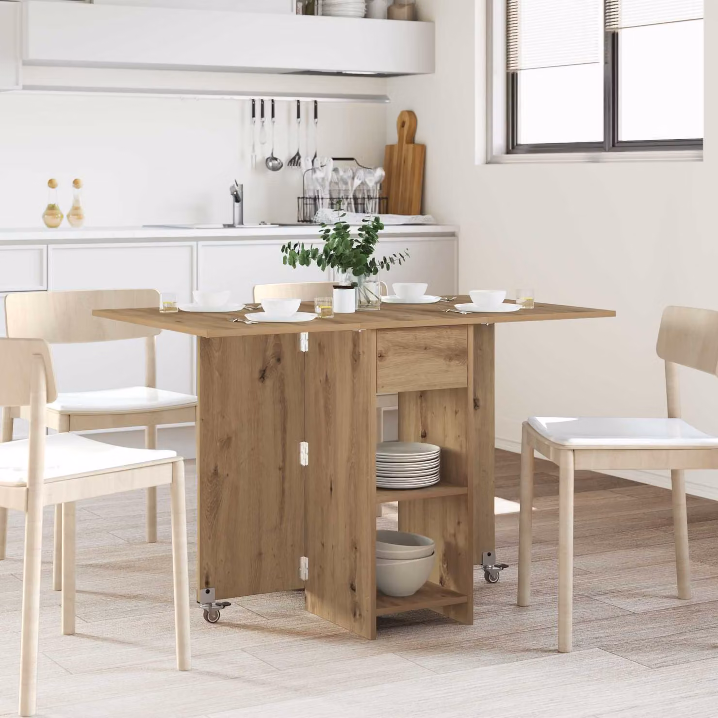 vidaXL Tavolo da Pranzo Rettangolare Estensibile in Legno Ingegnerizzato Marrone L/P/H: 115 x 70 x 75 cm