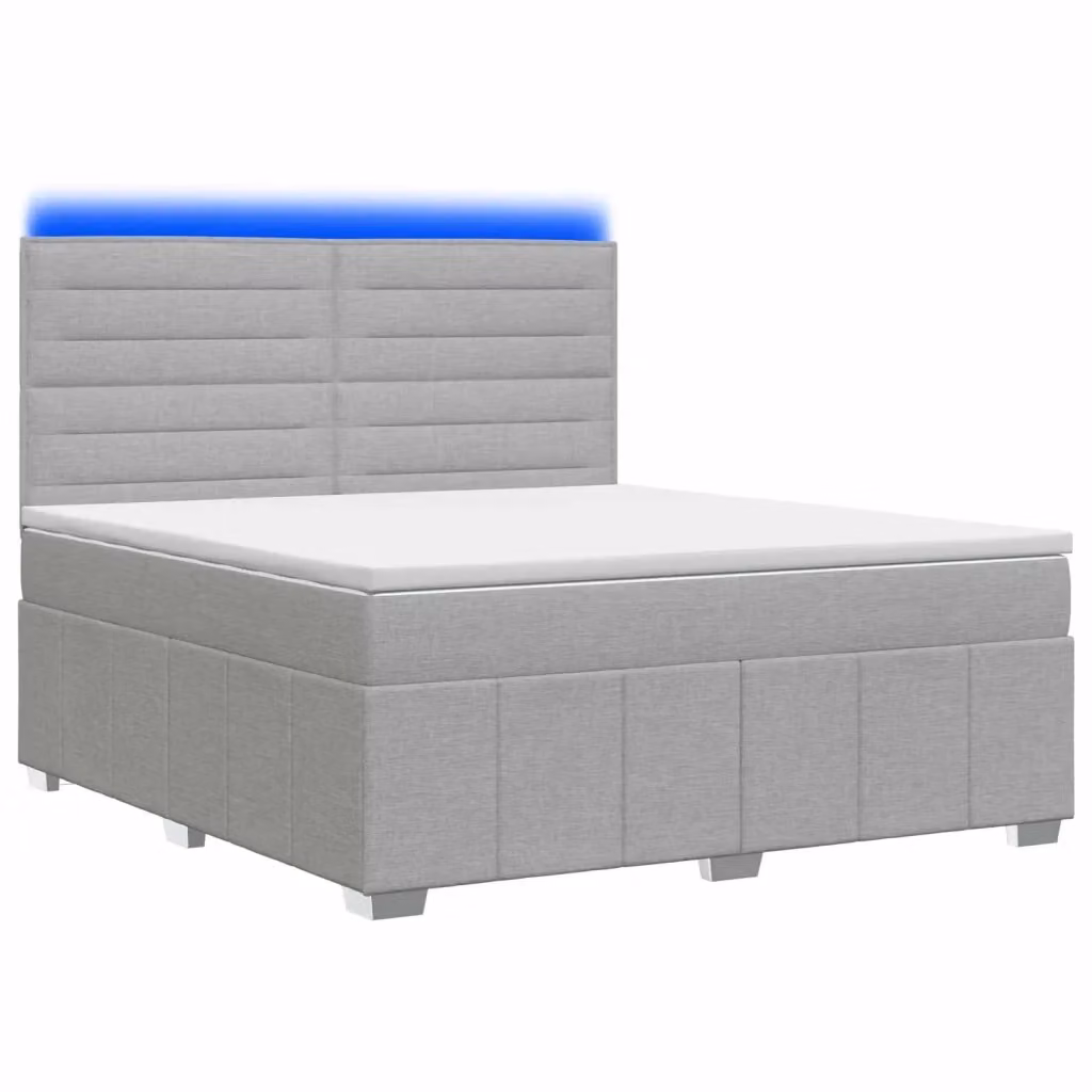 Letto Box Spring vidaXL con Materasso a Molle Insacchettate e Illuminazione LED, Grigio e Bianco, L/P: 160 x 200 cm – 2