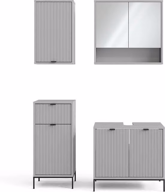 Set di mobili da bagno Eliza Grigio 4 pezzi Vicco