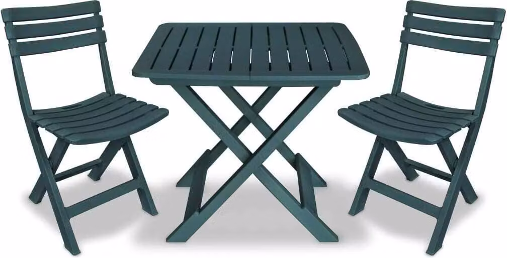 The Living Store Set bistrot 3 pezzi pieghevole in plastica verde
