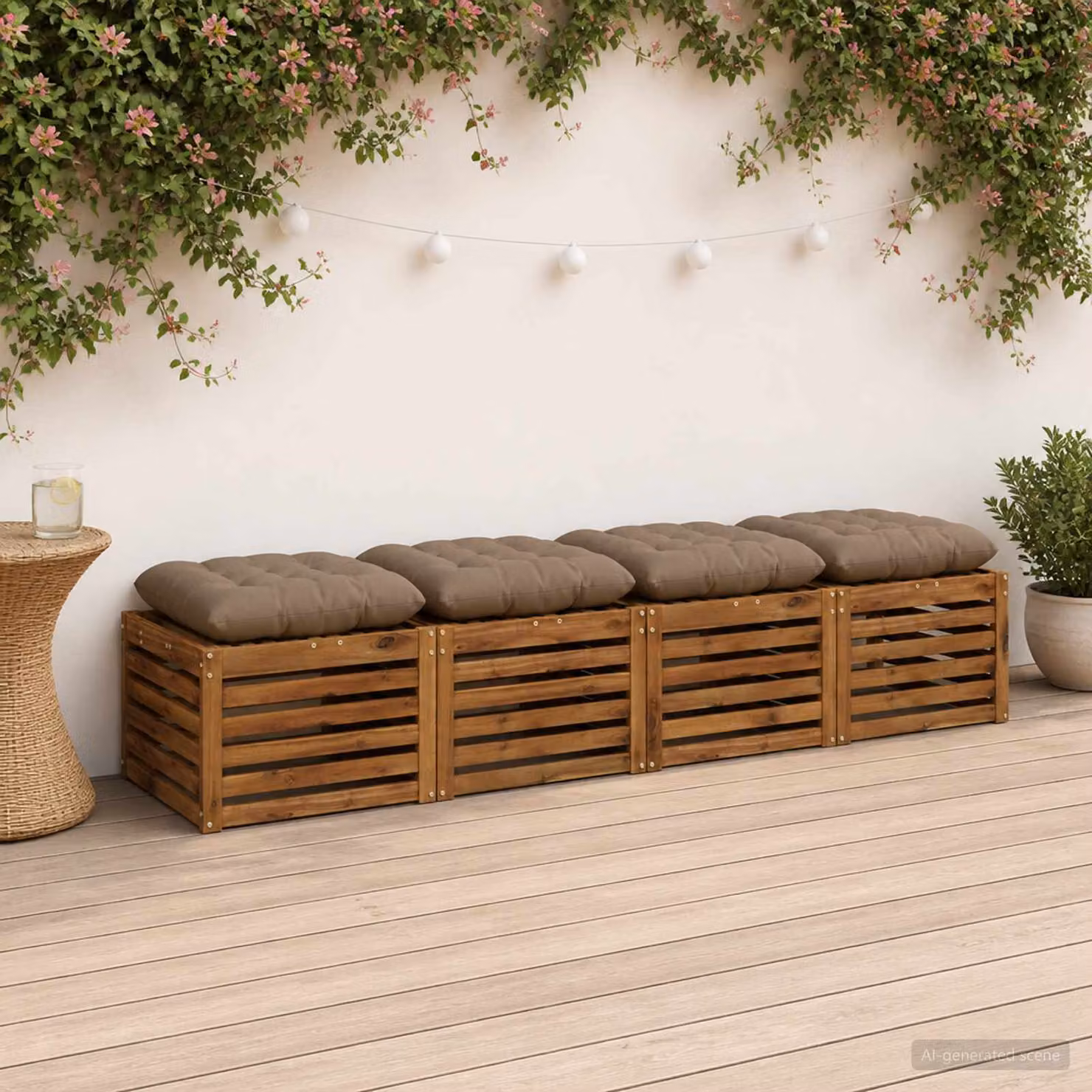 Set di 4 cuscini per seduta vidaXL VIANEN in poliestere, colore tortora, design moderno e rettangolare