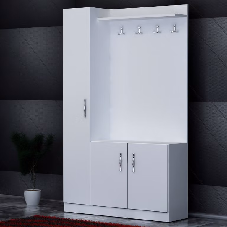 Skye Decor, Naturel - Bianco, Armadi, Appendiabiti da ingresso, Bianco, 110 x 180 x 31,8 cm