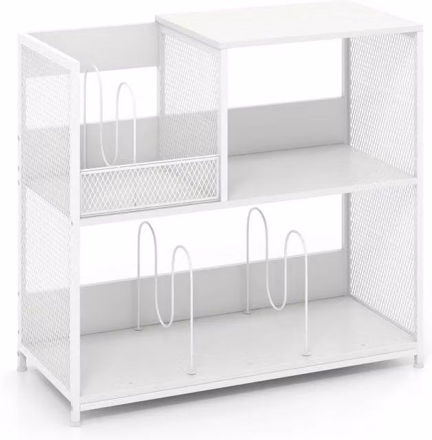 Tavolino per giradischi DESIGN IN con struttura in metallo e 3 ripiani, Bianco – 1