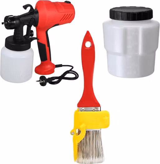 set di 3 spruzzatori da 1,2 kg da 400 W, pistola a spruzzo con tazza da 800 ml, ugello da 2,5 mm, 1 pennello extra, 1 tazza di vernice extra - PRINJETPACK