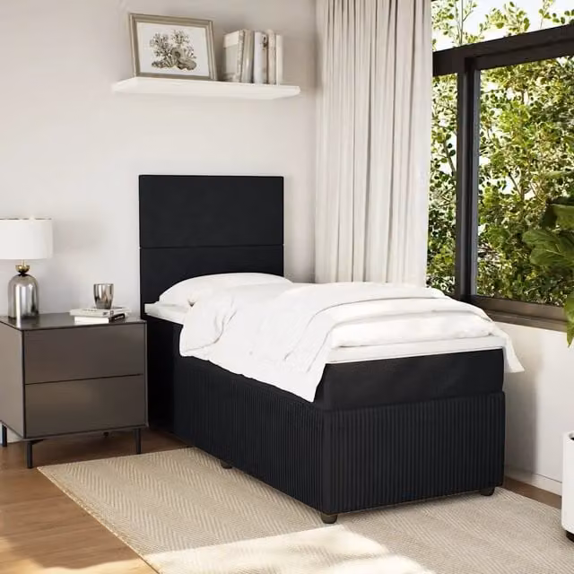 Letto Ibrido Moderno vidaXL con Struttura Imbottita in Velluto e Porta USB, Bianco e Nero, L/P: 200 x 80 cm – 1