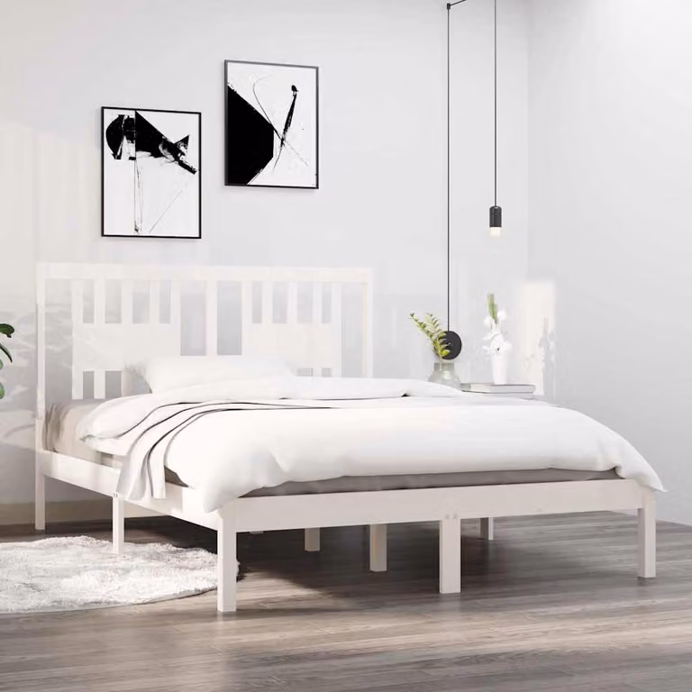 vidaXL Giroletto in legno massello di pino bianco L/P/H: 140 x 190 x 146 cm
