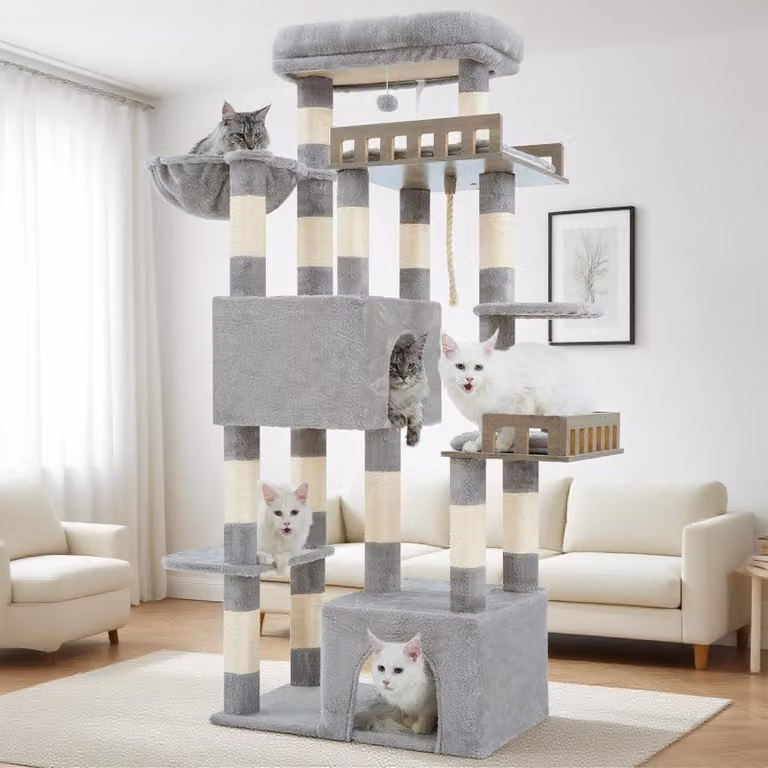 Albero per gatti grande, con amaca e piattaforme