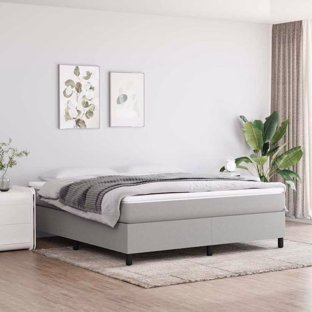 Struttura Letto a Rete Imbottita vidaXL in Tessuto Grigio L: 160 cm, P: 200 cm
