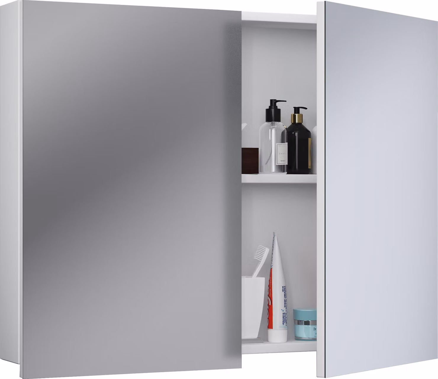 Armadio bagno senza tempo | Dimensioni ca. H. 60 x W. 80 x D. 12 cm | Due porte girevoli | Armadio a specchio - Badinos 60 x 80 cm