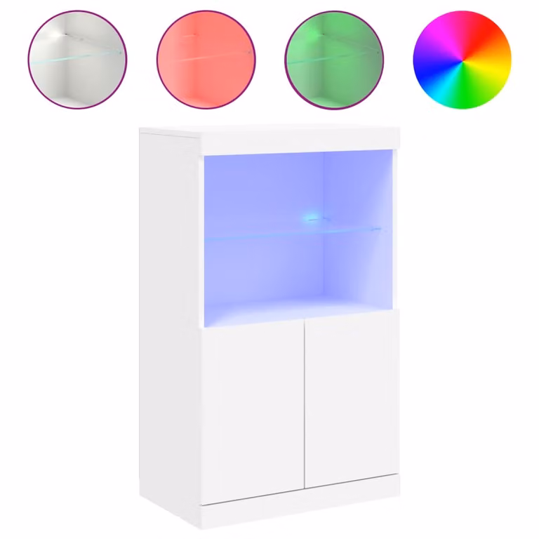 Credenza con Luci LED Bianca 60,5x37x100 cm