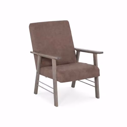 MA MAISON Poltrona da Arredo in Legno 59X77X91H CM - in Tessuto, Imbottito, da Giardino, Interno, Esterno, per Soggiorno, Camera, Resistente, Relax, Moderna - Made in Italy (Tortora)