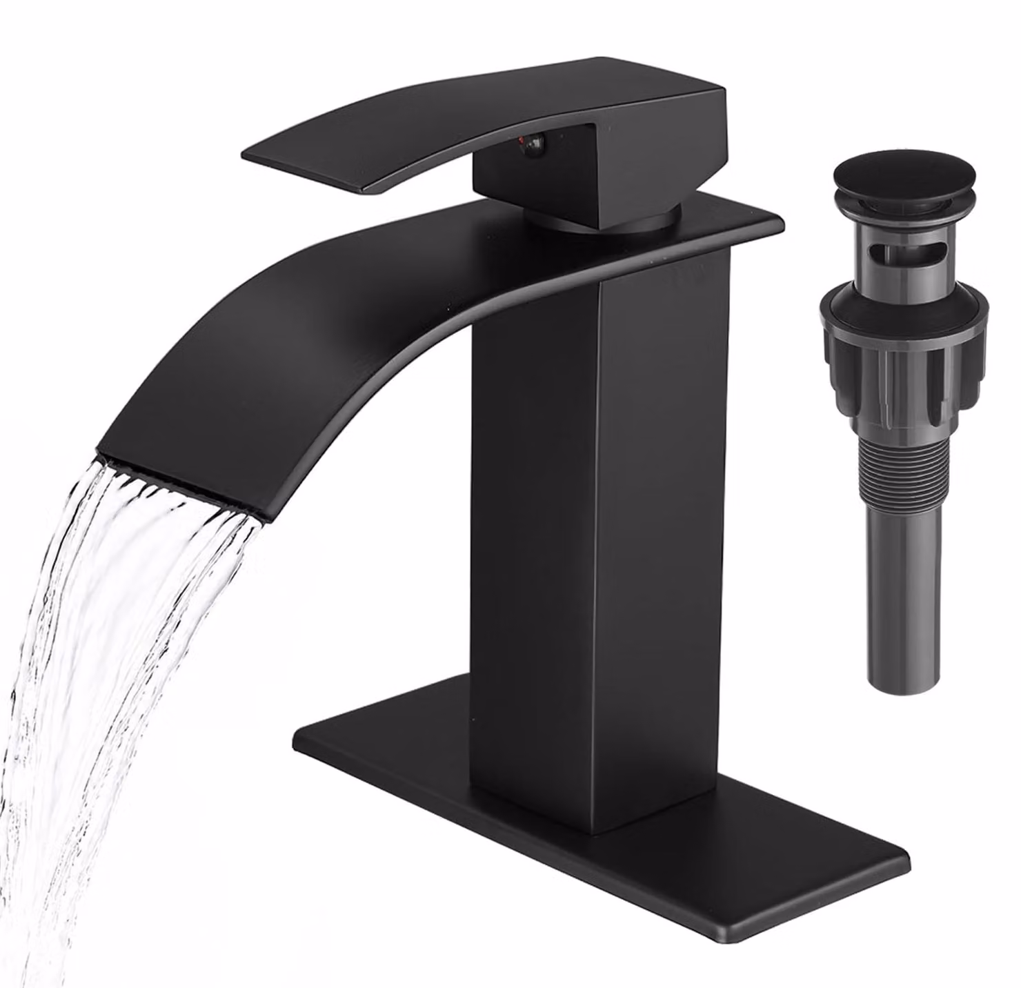 Cascata Badarmatur, miscelatore monocomando, installazione monoblocco, finitura nero opaco, per bagno