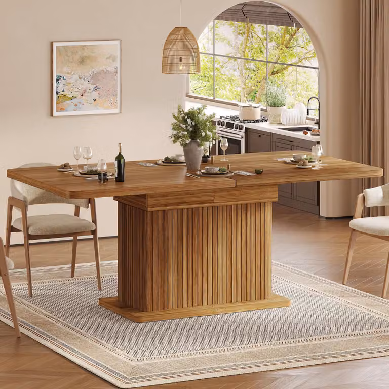 Tavolo allungabile Flieks, dimensioni 120/160x80x76 cm, tavolo da cucina con spazio contenitivo nascosto, tavolo da pranzo/tavolo bar, finitura effetto legno marrone scuro