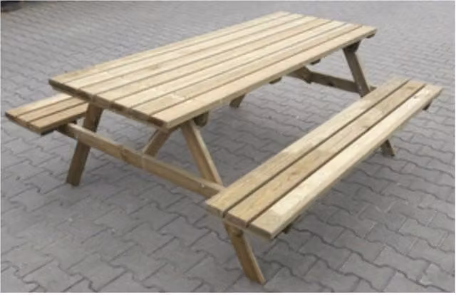 Set Birreria Picnic Alce in Legno Trattato Marrone L: 180 cm, P: 160 cm, H: 71 cm