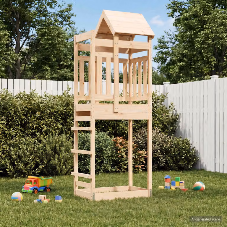 vidaXL Torre da Gioco con Scivolo in Legno Marrone, Resistente ai Raggi UV