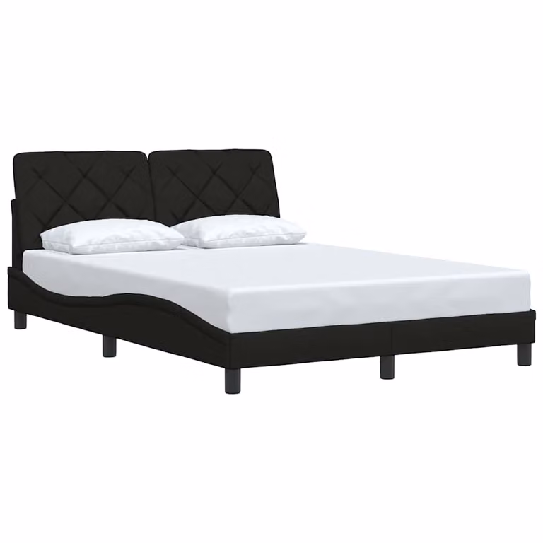 Giroletto vidaXL senza materasso in tessuto nero con doghe in legno L/P/H: 200 x 120 x 74,5 cm