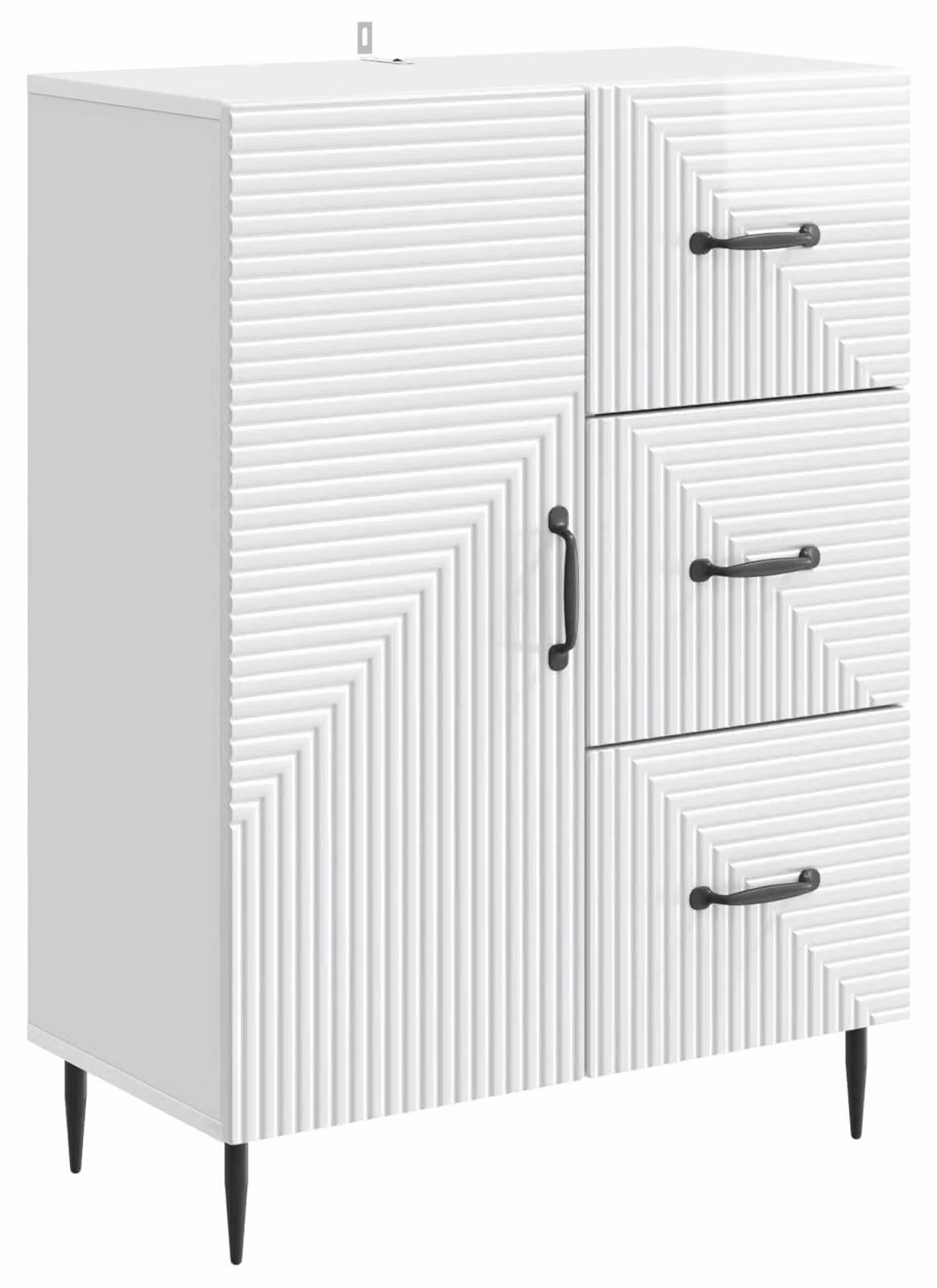 Credenza Bianco Lucido 66 x 34,5 x 89,5 cm Legno ingegnerizzato