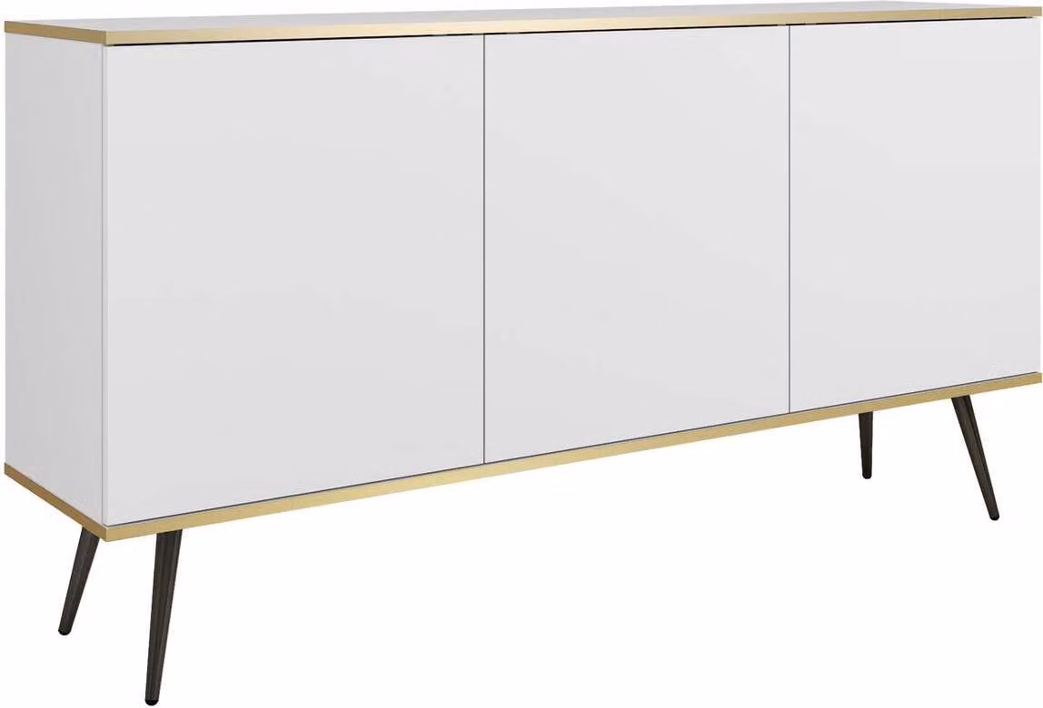 FURNLUX Credenza Oro White Und Black 160cm / Hauptfarbe: Weiß / Dimensioni: 160 x 39 x 85 cm