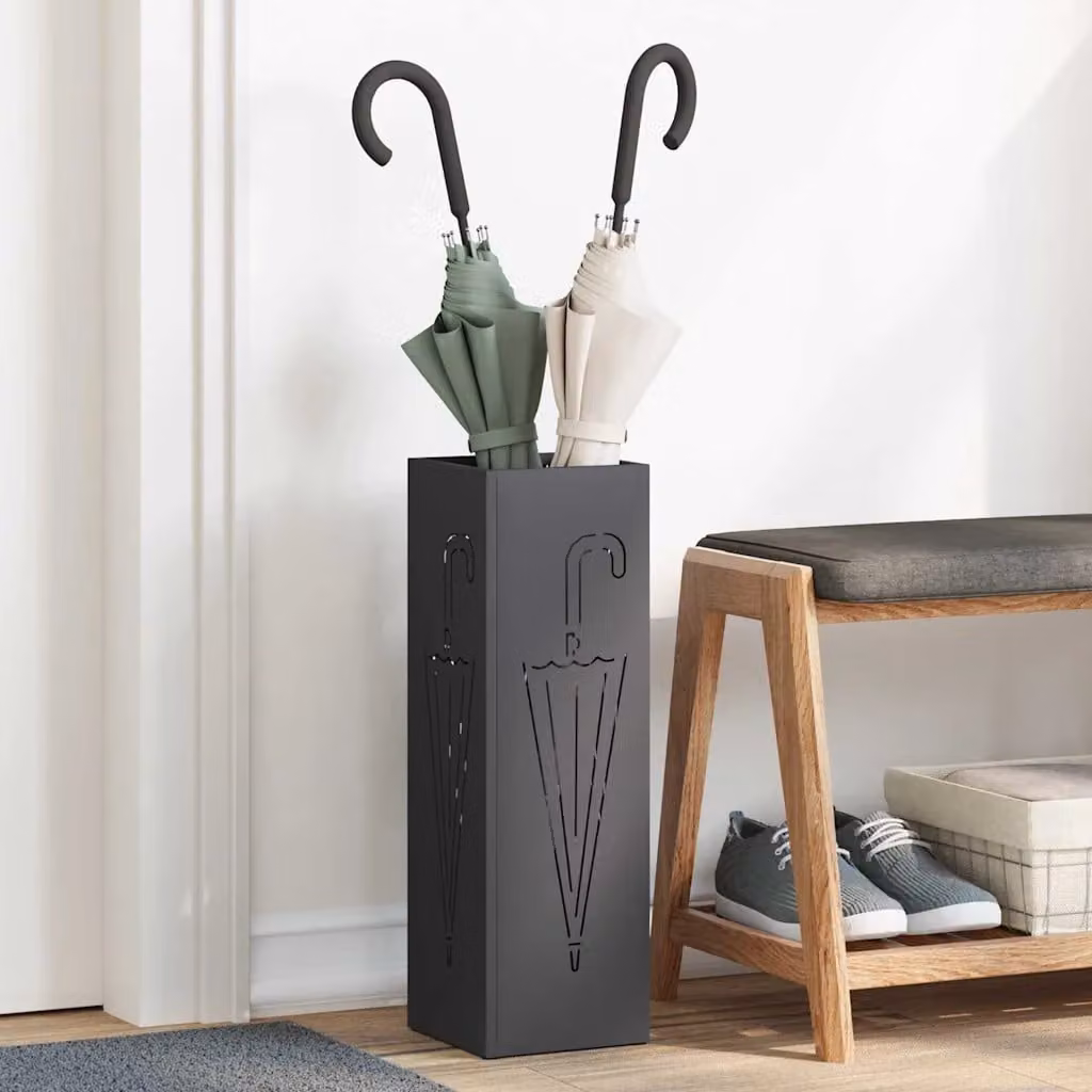 Stand per ombrelli da pioggia vidaXL in metallo nero L/P/H: 15,5 x 15,5 x 49 cm