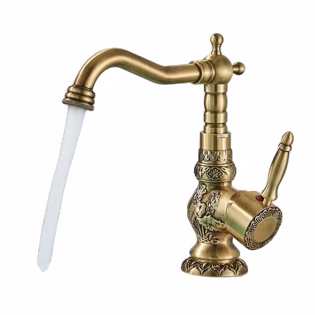 Rubinetto da cucina, finitura bronzo nero, miscelatore acqua calda e fredda, antico C corto