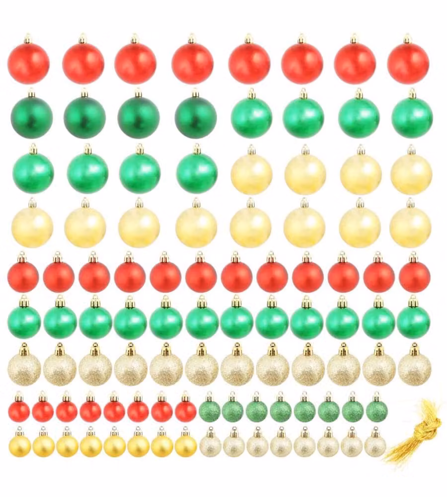 Palline di Natale 100 pz Rosso/Oro/Verde