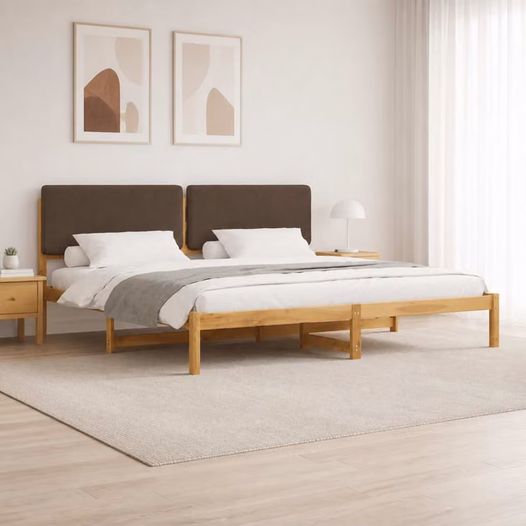 vidaXL Letto con Testiera Rivestita Bianco lavato e taupe 180 x 200 cm