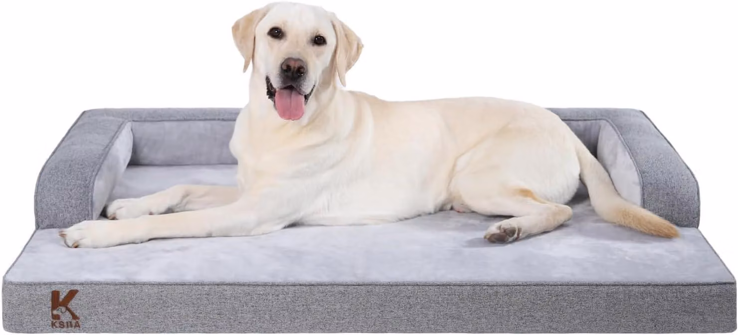 Cuccia ortopedica per cani, con rivestimento removibile e lavabile, strato impermeabile, schienale sagomato a forma di U e base antiscivolo