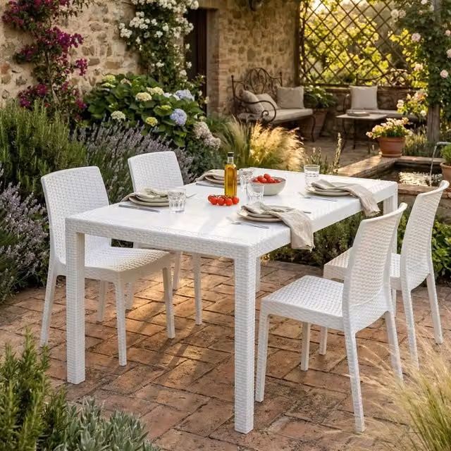 Tavolo da esterno rettangolare DMORA Bianco L: 150 cm, P: 90 cm, H: 72 cm