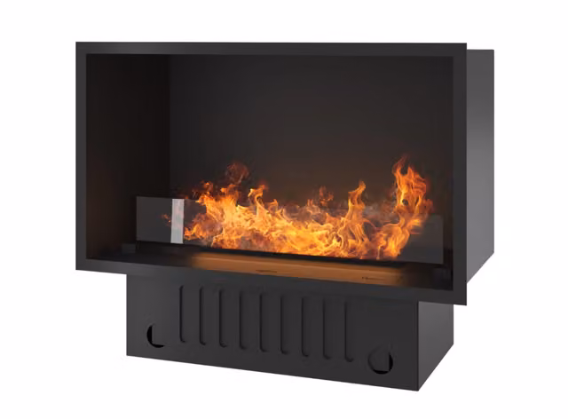 Caminetto a vapore acqueo da incasso Invapo Inside 800 nero con effetto 3D, fiamma multicolore e controllo tramite app, L/P/H: 83,5 x 48,5 x 40 cm