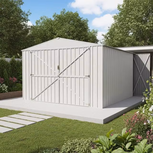 Box garage per auto NOTEK in acciaio zincato bianco e grigio, L: 600 cm, P: 360 cm, H: 232 cm – 1