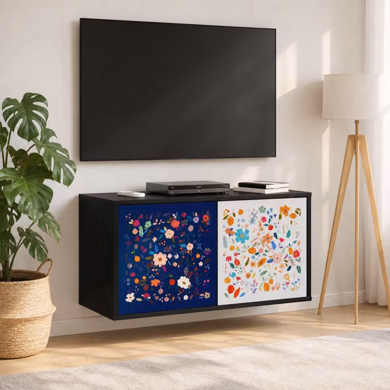 Mobile TV da parete vidaXL MAINZ in Rovere Nero, L: 69 cm, P: 33 cm, H: 40 cm