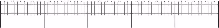 Recinzione da Giardino con Parte Superiore ad Anello in Acciaio 892,5x60 cm Nero