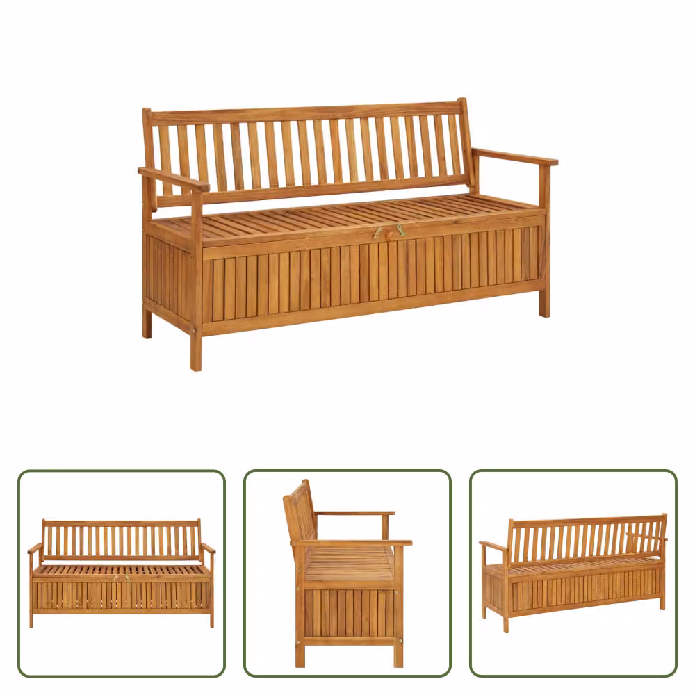 The Living Store Panca da giardino con contenitore 148 cm in legno massiccio di acacia