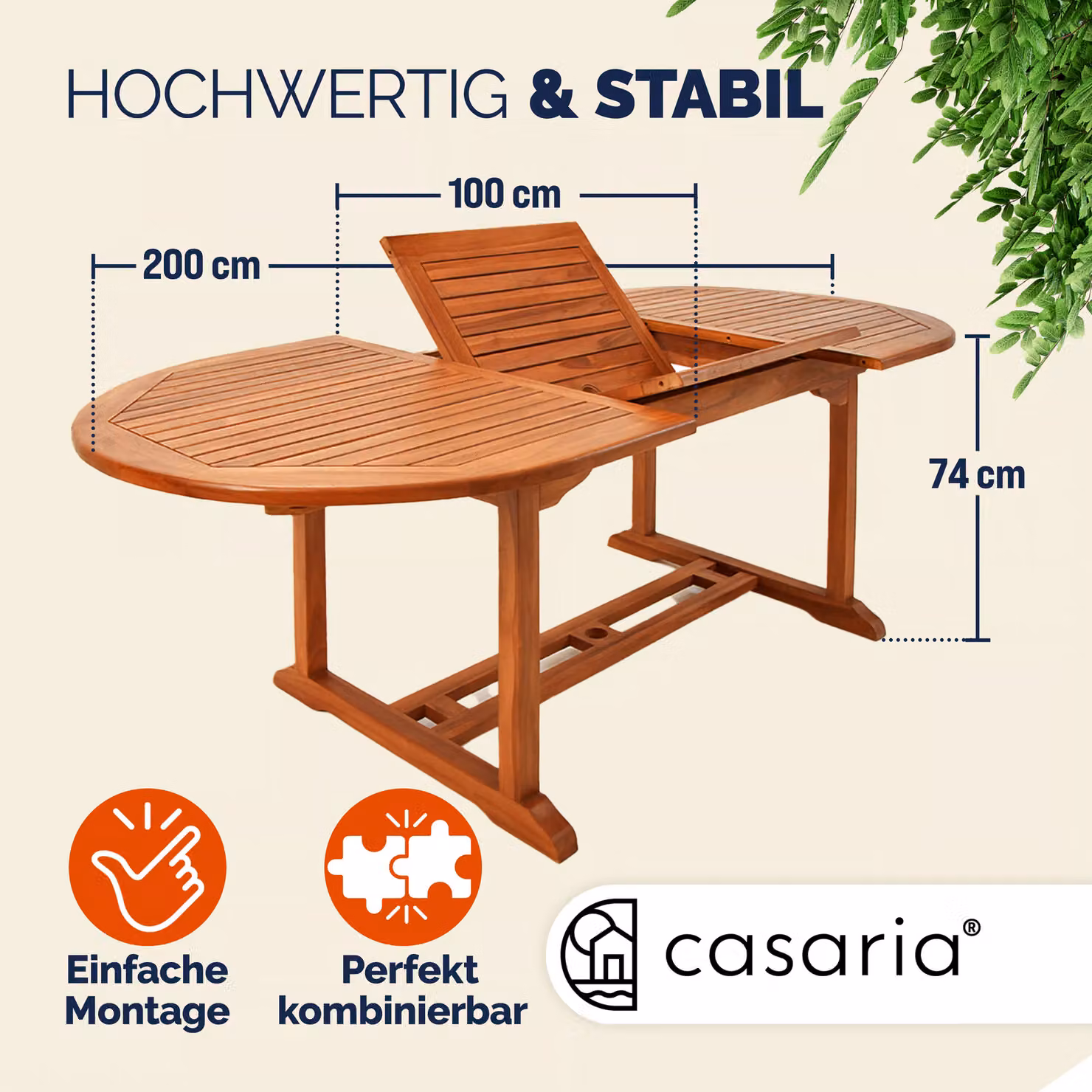 Tavolo da giardino estensibile Casaria in legno marrone FSC L: 150-200 cm, P: 100 cm, H: 74 cm – 4